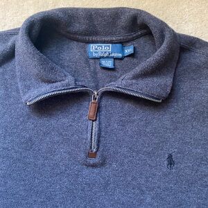 Polo Ralph Lauren 1/4 Zip Sweater Men’s XXL 100% Cotton Gray Pullover Black Pony